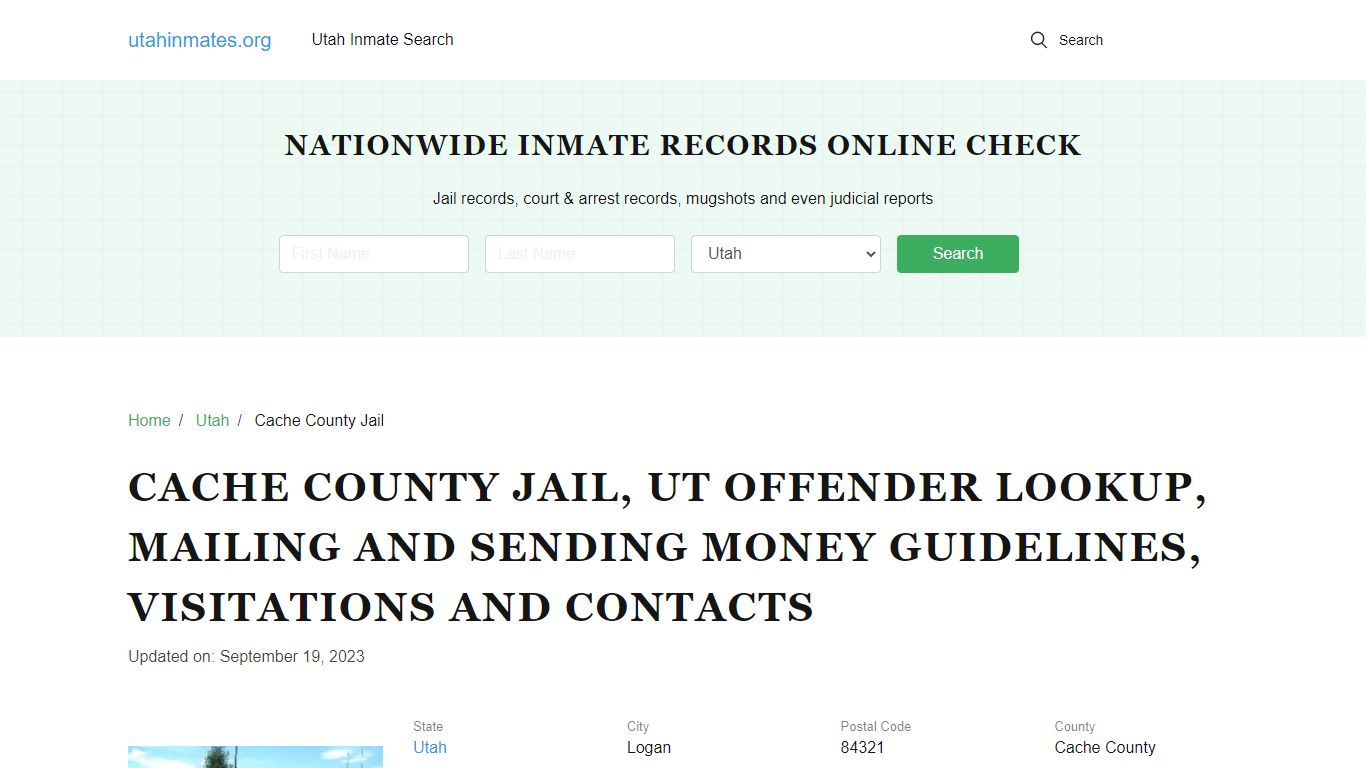 Cache County Jail, UT: Incarcerated Inmate Search, Visitations, Contacts
